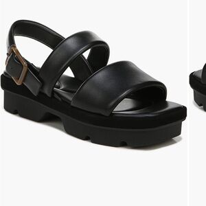 Vince Bowie Lug Sandal, black, size 7M